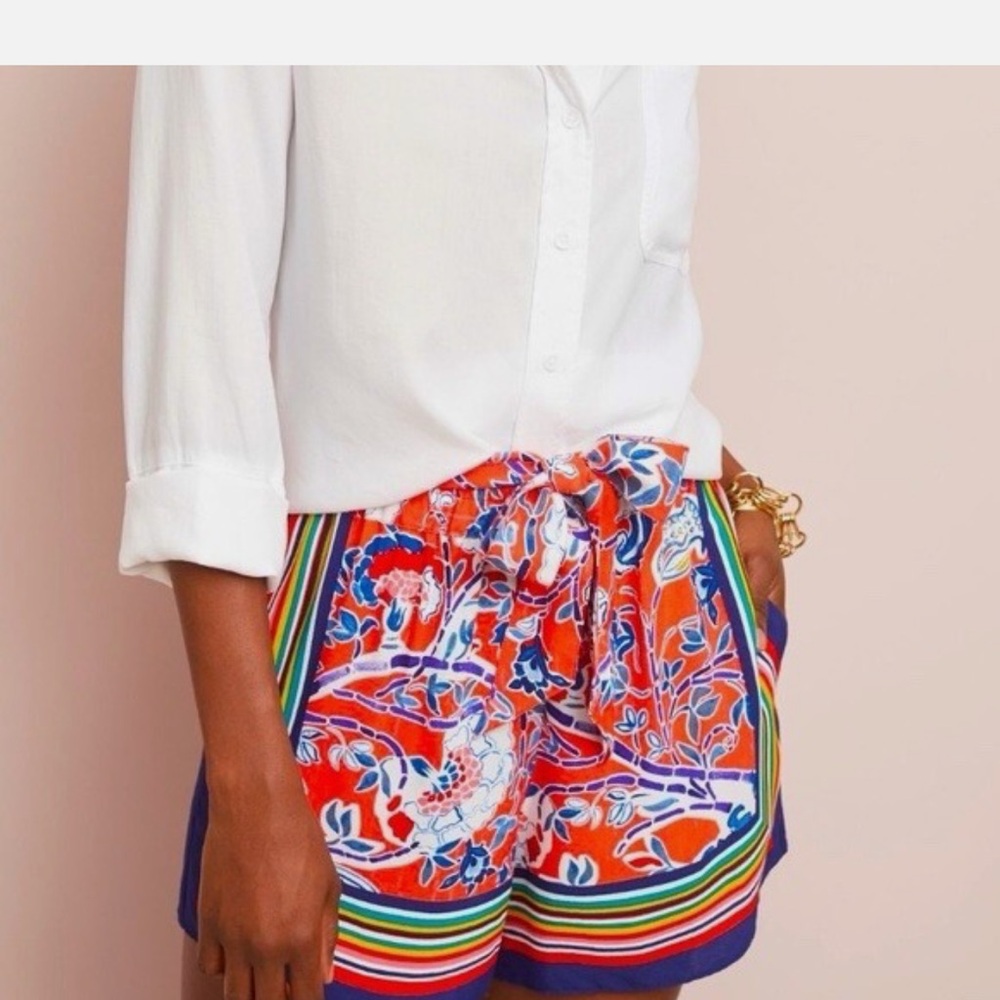 Anthropologie ETT:TWA Women's Sydney Scarf Print Tie Waist Shorts NWOT Size XS